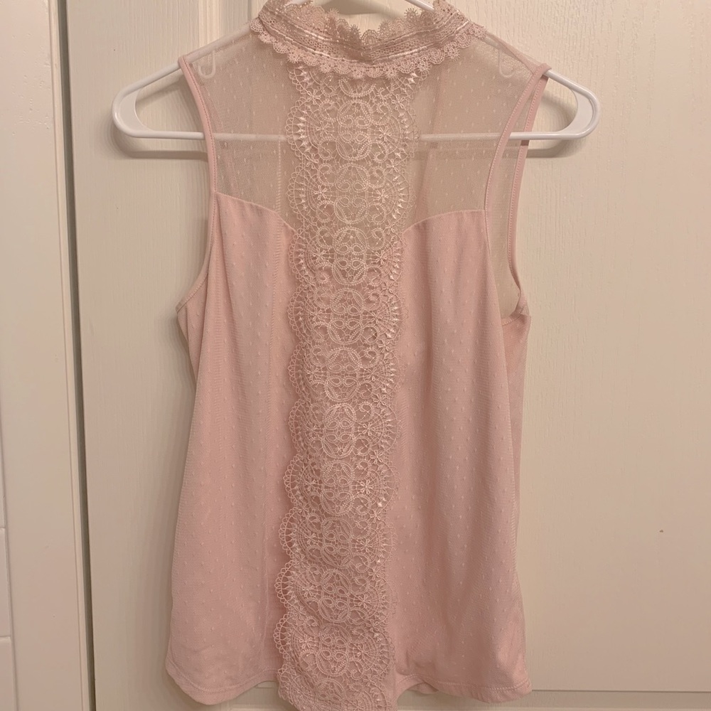 Express lace mockneck top - blush color
